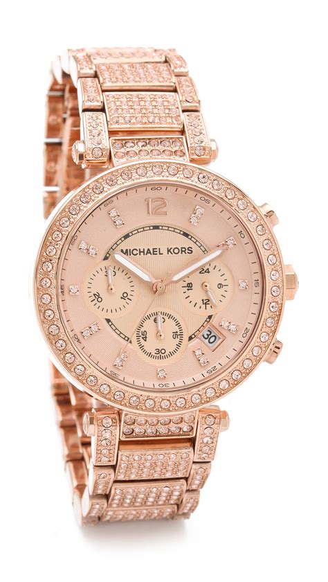 michael kors rose golden chronograph watch|michael kors parker chronograph watch.